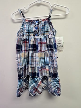 Red/Blue/Tan Plaid Faded Glory Dress, 2T G