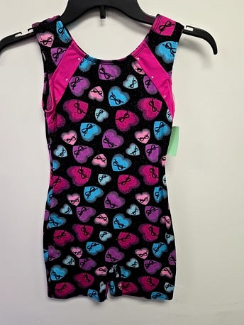 Black/Pink/Blue/Purple Heart Moret Gymnastics Leotard, 12 G