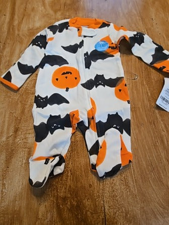 White/orange Carters Halloween sleeper, NB B