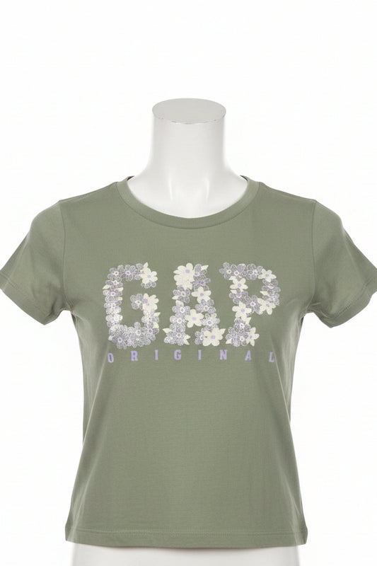Green/Purple/White Flowers Gap Shirt, 6 G