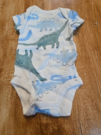 White Carters Dinosaur onesie, NB B