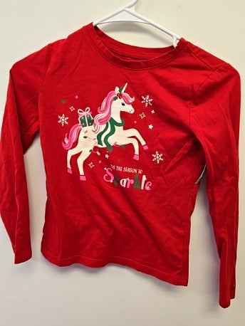 Red Unicorn Holiday Time Longsleeve Shirt, 7 G