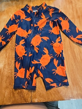 Blue Carters Crab 1 piece swim suit, 6M B