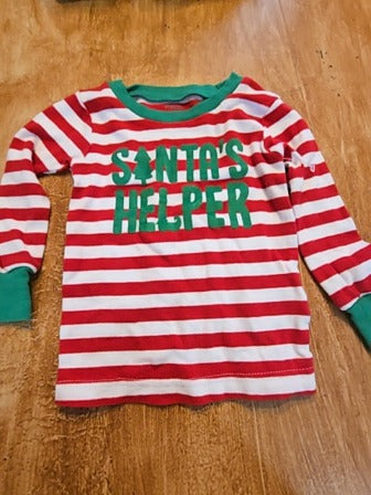 Red/white/green Simple joy Santas helper 2 piece pjs, 12M B
