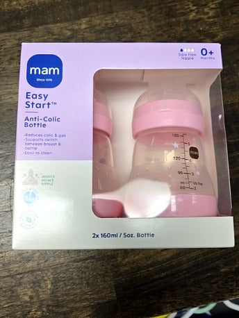 Pink MAM 2 pak Anti-Colic Bottles, 5oz