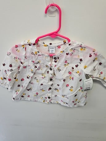 White/Colorful Flowers Old Navy Longsleeve Shirt, 6M G
