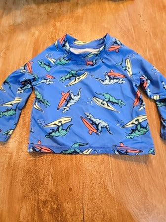 Blue Wonder nation Surfing dinosaur swim top, 6M B