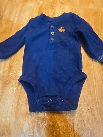 Blue Carters Buffalo long sleeve onesie, NB B