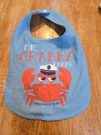 Blue  Mr crabby pants bib
