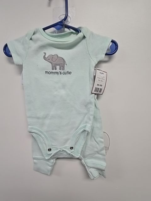 Green/White Striped Carters Outfit, NB B