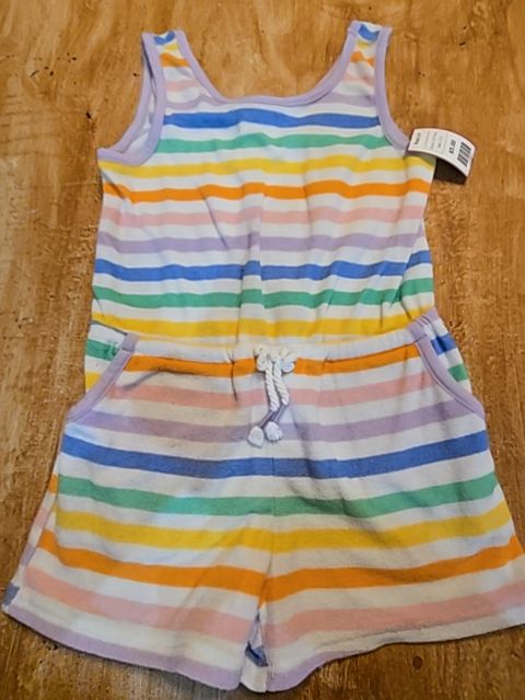 Whtie/Colorful Striped Kid Topia Romper, 5T G