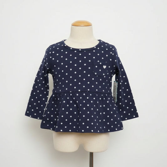 Navy/White Polka Dot Carters Longsleeve Shirt, 6M G