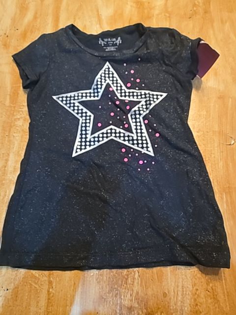 Black/Silver/Pink Star Total Girl Shirt, 7 G