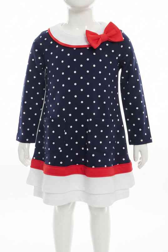 Pink/Navy/White Polka Dots Crown & Ivy Dress, 18M G