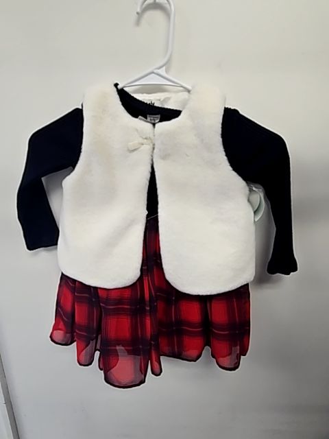 Navy/Red Plaid OshKosh Holiday Dress W/Vest, 24M G