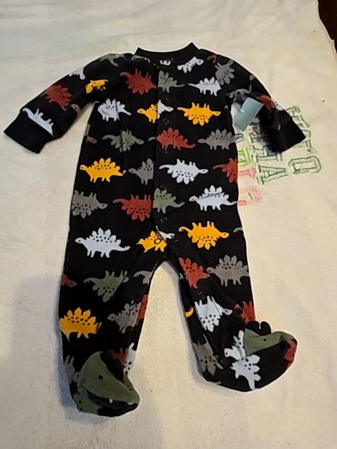 Black/Colorful Dino Carters Sleeper, 0-3M B