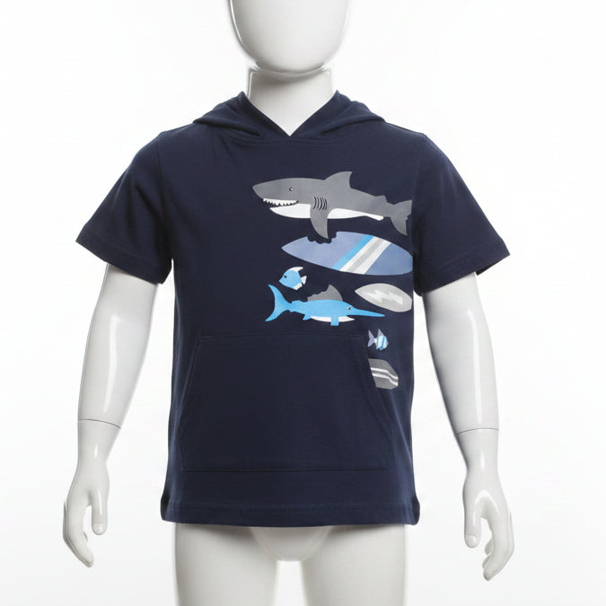 Navy/Grey Shark Garanimals Hooded Shirt, 4T B