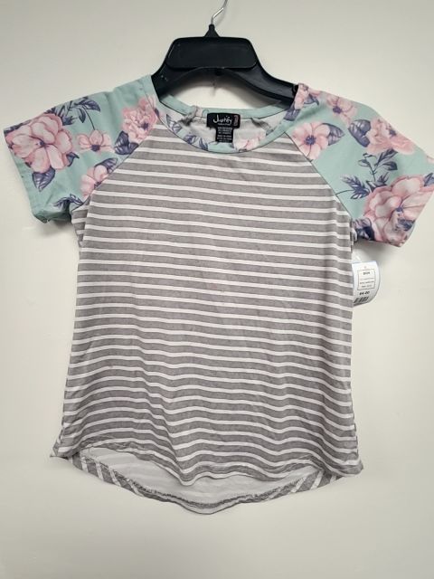 Grey/White Flower Justify Girls Shirt, 10 G