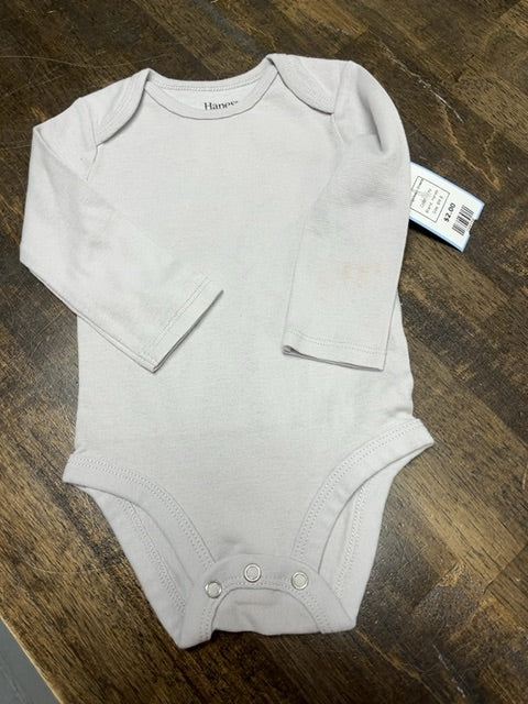 Grey Hanes Longsleeve Onesie, 6M B