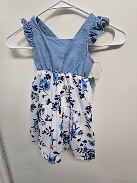 Blue/White Flower Patpat Dress, 2T G