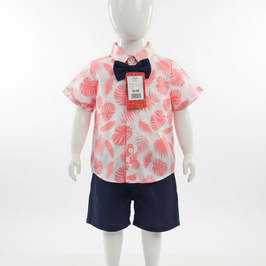 White/Pink/Navy Boutique Outfit, 18M B