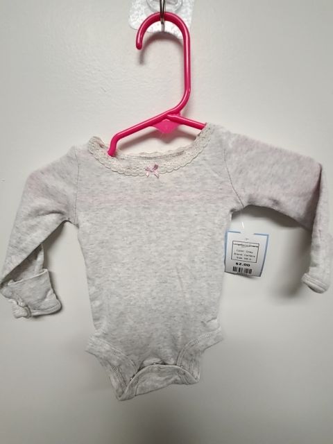 Grey Carters Longsleeve Onesie, NB G