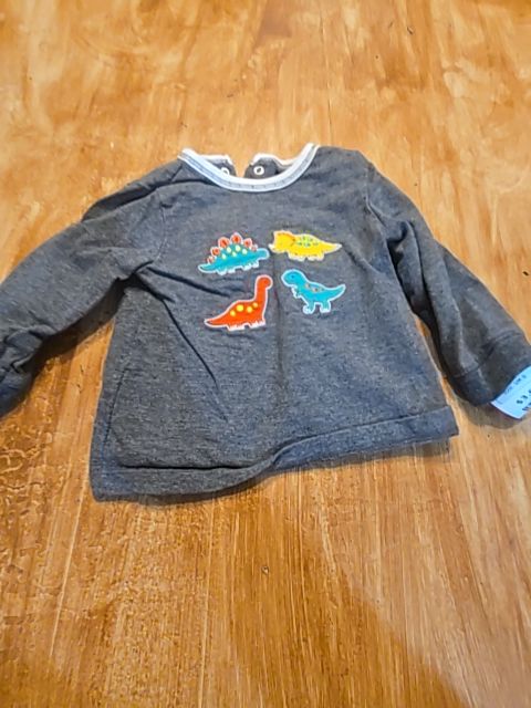 Grey Dino Little Me Longsleeve Shirt, 9M B