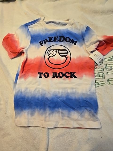 Red/White/Blue Smiley Face Wonder Nation Shirt, 6/7 B