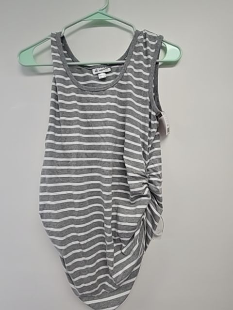 Grey/White Striped Oh! Mama Maternity Tank Top, Large