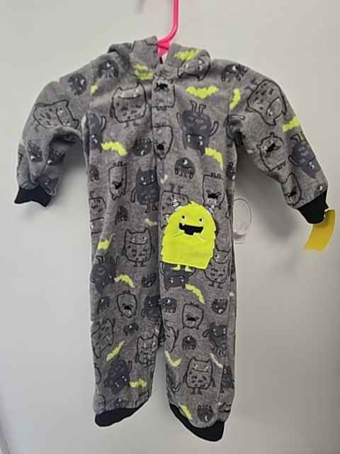 Grey/Green Monster Carters Hooded Pant One Piece, 9M B