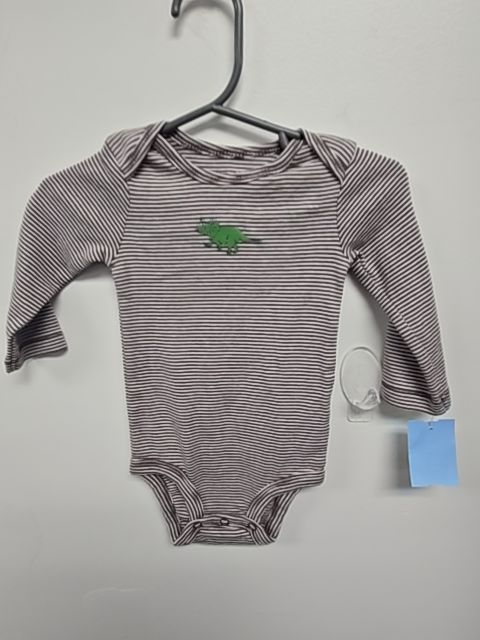 Brown Striped Carters Long Sleeve Dino Onesie, 6M B