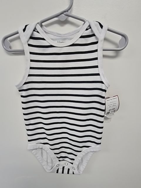 Black/White Striped Hanes Tank Top Onesie, 18M B