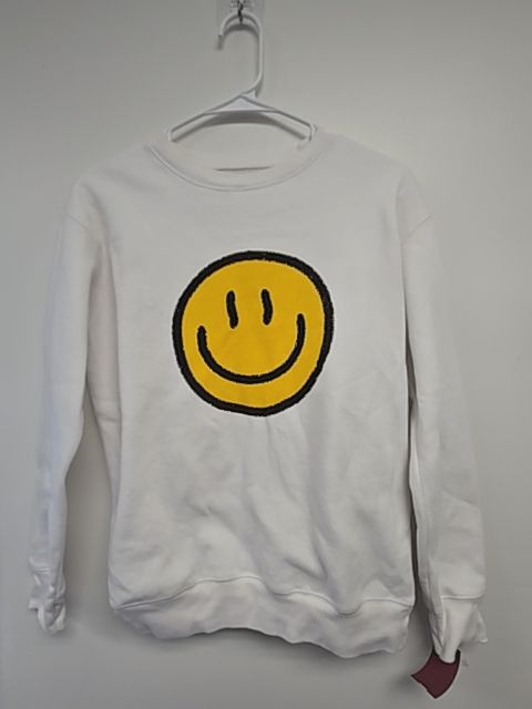 White/Yellow Smiley Face Vintage Havana Longsleeve Shirt, 14 G