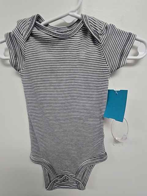 Grey/White Striped Carters Onesie, 6M B