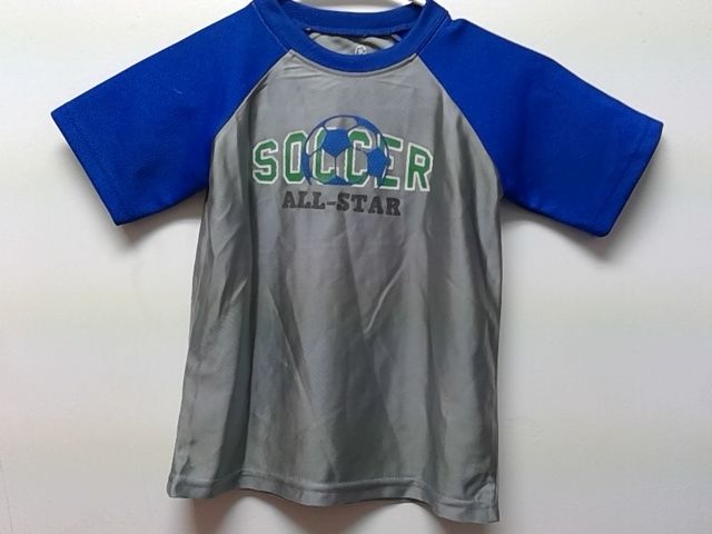 Grey/blue Okie dokie Soccer shirt, 5T B