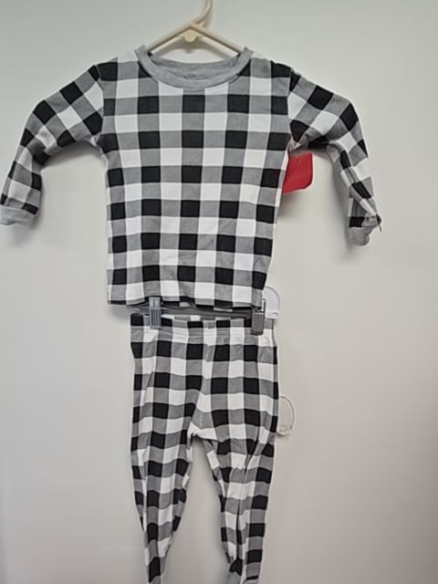 Blsck/White Plaid Amazon Essentials Pjs, 2T B
