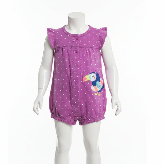 Purple/White Polka Dot Carters Short One Piece, 6M G