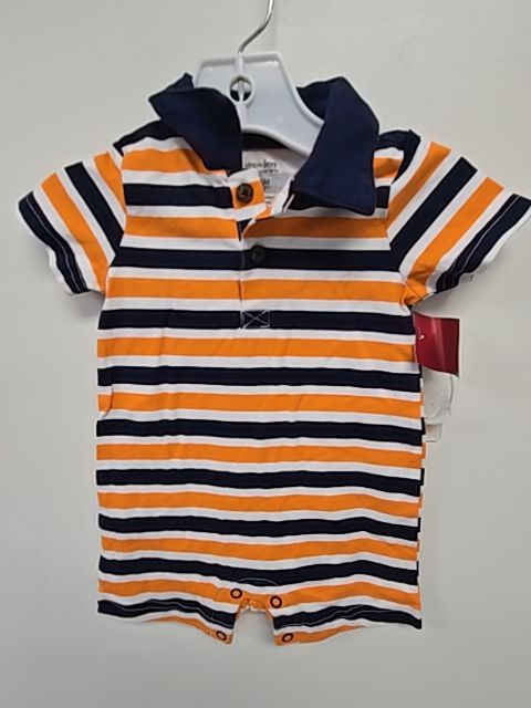 Orange/Navy/White Striped Carters Short One Piece, 3M B