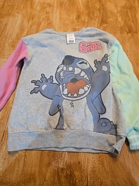 Grey/Green/Pink Stitch Longsleeve Shirt, 8 G