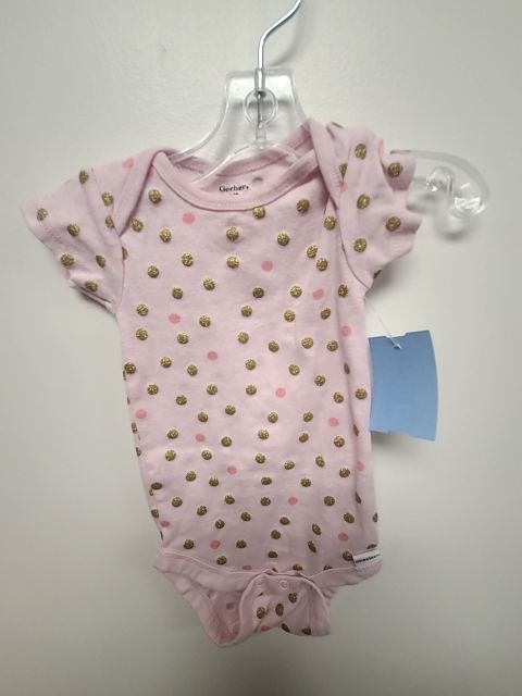 Pink/Gold Polka Dot Gerber Onesie, 3M G