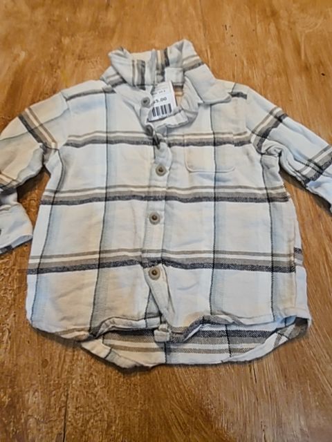 Tan/Brown/Blue Old Navy Longsleeve Button Up, 6M B