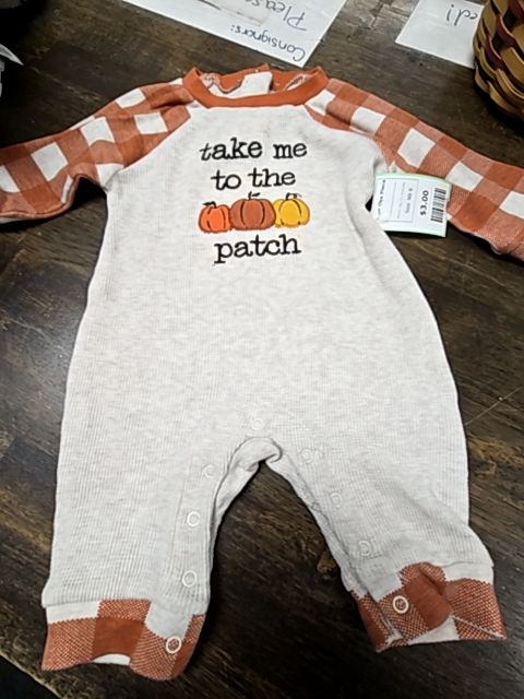 Tan/Orange Take Me To The Pumpkin Patch Way To Celebrate Pant One Piece, NB B