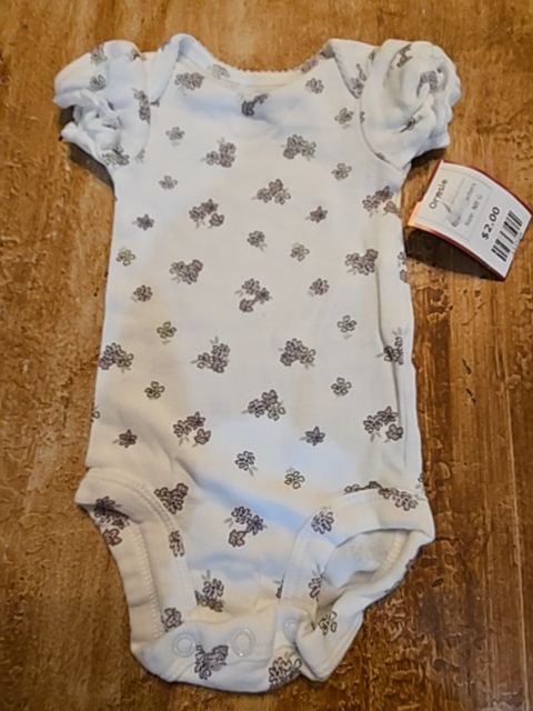 White/Colorful Flowers Carters Onesie, NB G