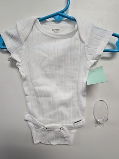 White Ribbed Gerber Onesie, NB B