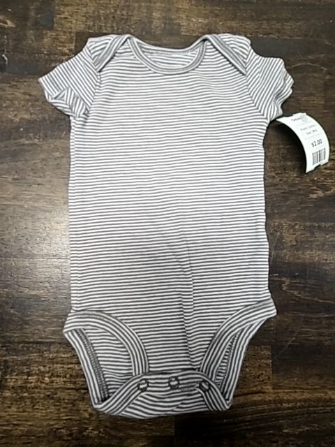 Grey/White Striped Carters Onesie, 3M B