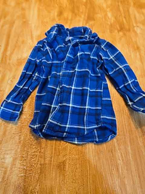 Blue/Black/White Plaid Carters Longsleeve Button Up, 2T B