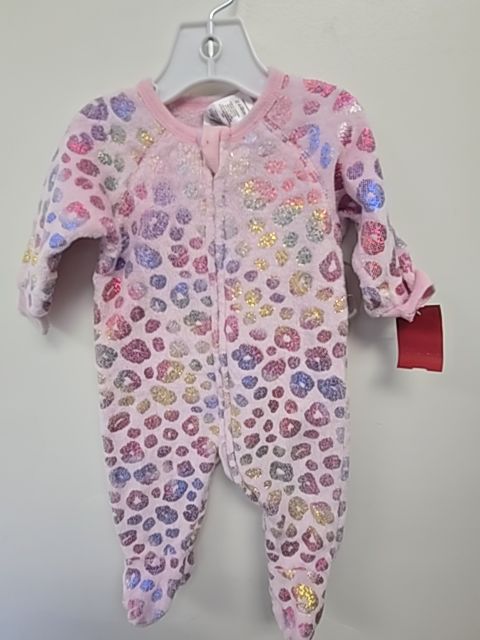 Pink/Colorful Cheetah Childrens Place Sleeper, 3M G