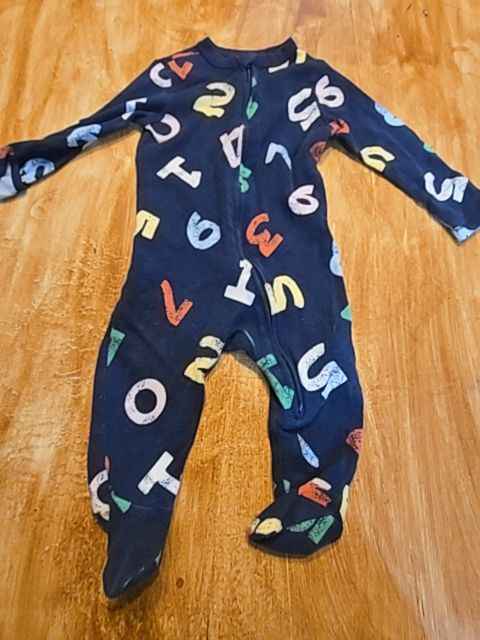 Blue Old navy Numbers and letters sleeper, 6M B