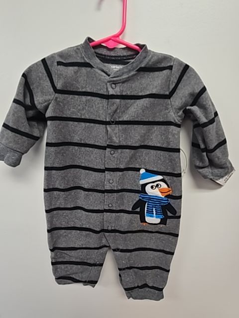 Grey/Black Penguin Carters Pant One Piece, 6M B