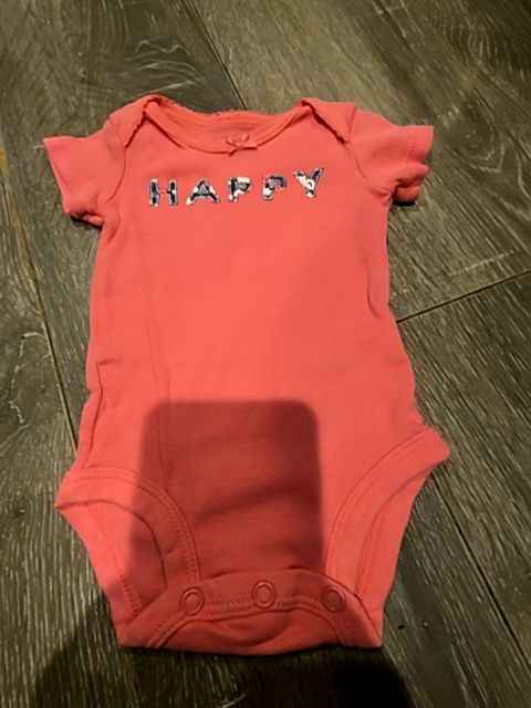 Pink Carters Happy onesie, NB G